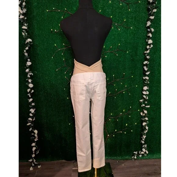 Isabel Maternity White Crossover Panel Skinny Maternity Jeans, Size 6, EUC! - Picture 3 of 5